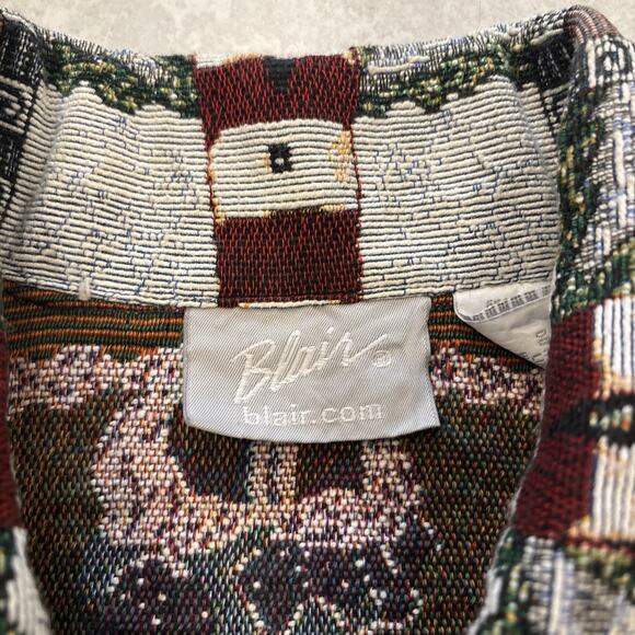 Blair Jacket Womens Sz L Nautical Lighthouse Tapestry Anchor Buttons Chore 90s - Picture 3 of 8